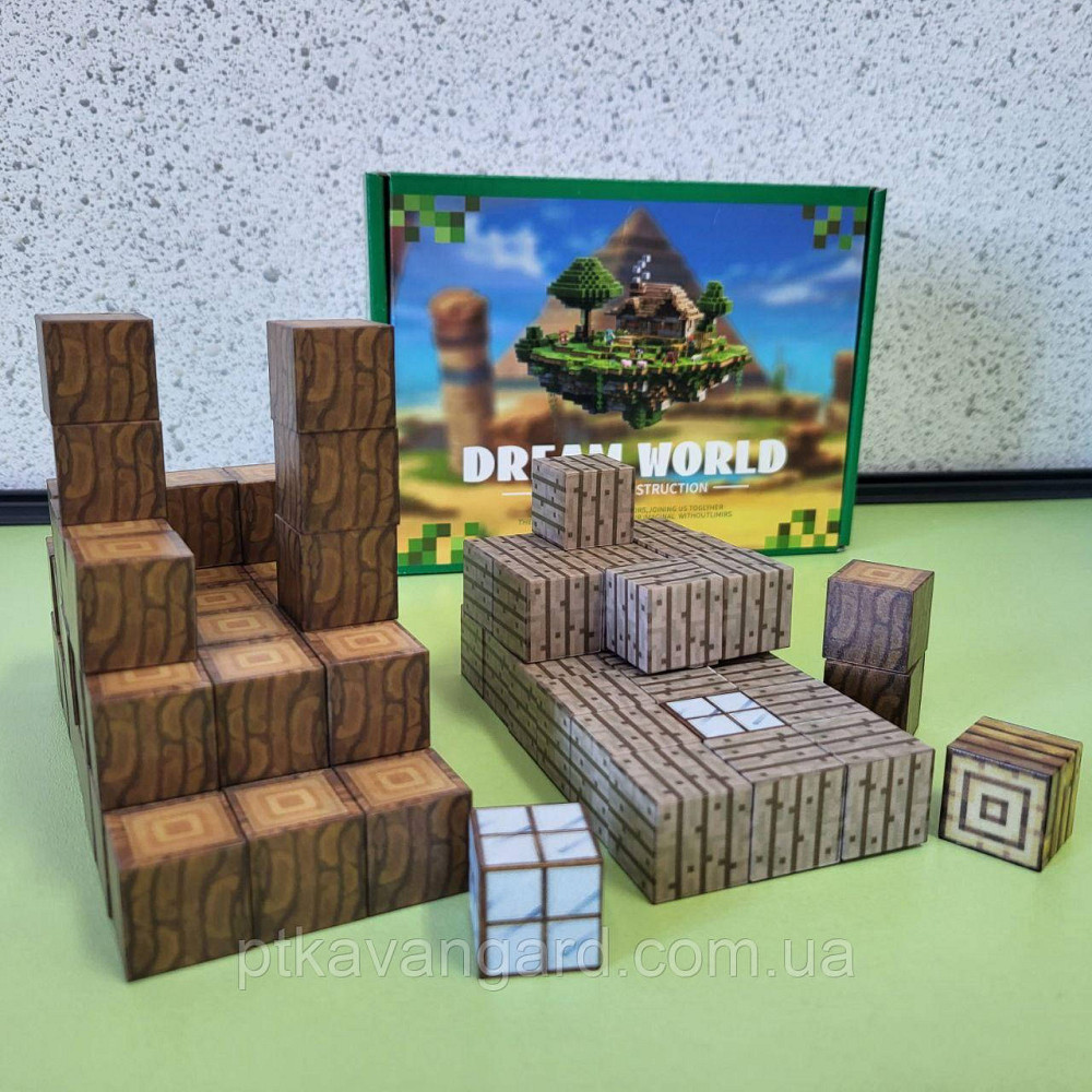 Конструктор магнітний майнкрафт 81 магнітних блоків дерев'яний будинок Стіва Dream World LZCK 031 Хмельницький - фото 3