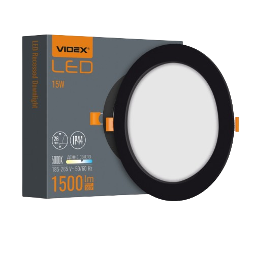 LED Світильник врізний круглий 15W 5000К чорний VL-DLBR-155B Videx Житомир