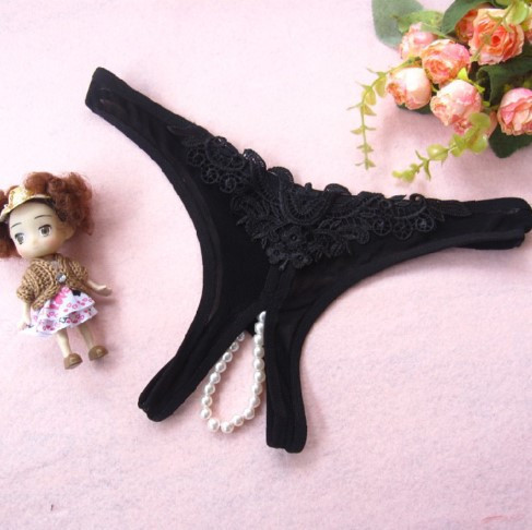 Трусики с бусами и разрезом черные - размер 40, резинка до 74см Киев - изображение 1