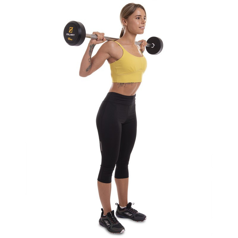 Штанга фіксована пряма гумова Zelart 2685-15 довжина 95 см 15 кг Київ - фото 8