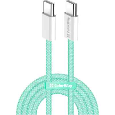 Дата кабель USB-C to USB-C 1.0m 60W 3.0А green ColorWay (CW-CBPDCC061-G) Винница