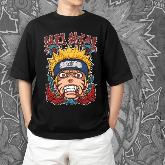 Футболка для подростка мальчика с принтом Наруто Демонічна Сила Размер 160 Anime10031 Днепр
