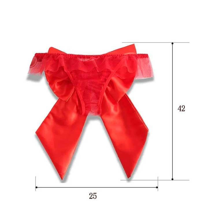 Сексуальні трусики з бантом - Червоний - S/M - Еротична білизна Вінниця - фото 4