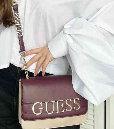 Женская сумка на плечо Guess (W800SS) бордовая Киев