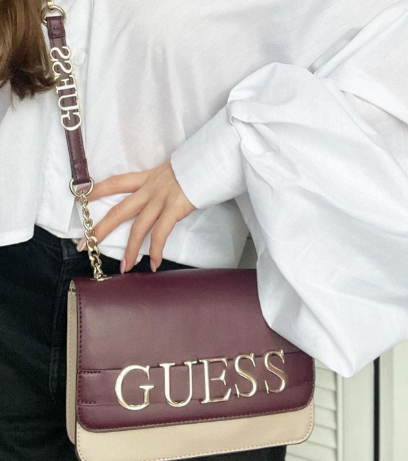 Женская сумка на плечо Guess (W800SS) бордовая Киев - изображение 3