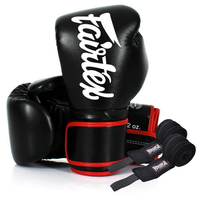 Боксерські рукавиці Fairtex BGV14 Black 16 унцій (бинти в комплекті) Кам'янське - фото 1