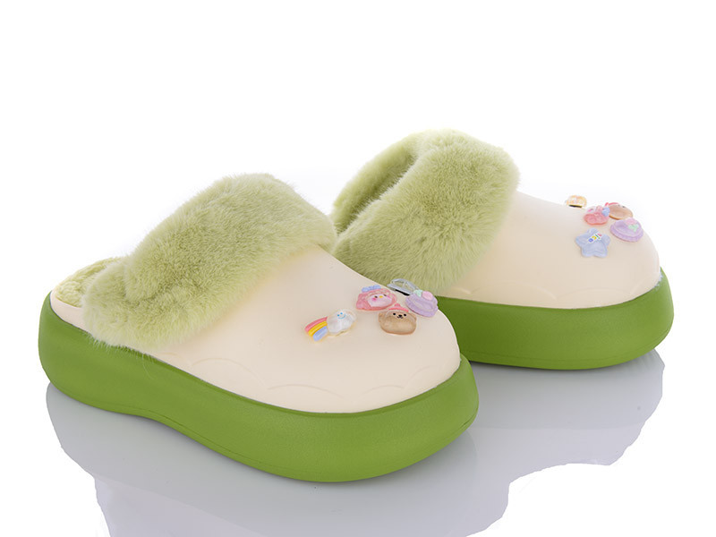 Тапочки жіночі теплі закриті на платформі крокси зелені 38 39 Одеса - фото 6