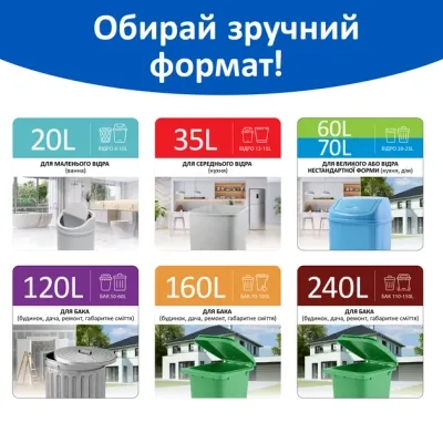 Пакеты для мусора Фрекен БОК Стандарт с затяжкой Фиолетовые 35 л 50 шт. (4823071631029) Винница