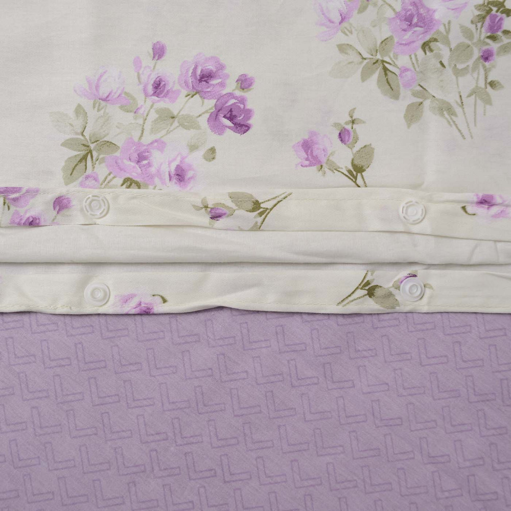 Комплект постельного белья полуторный Сатин Вероника 125 г/м2 YouStar (Лавандовый с белым) 2 х 50х70 Сумы - изображение 3