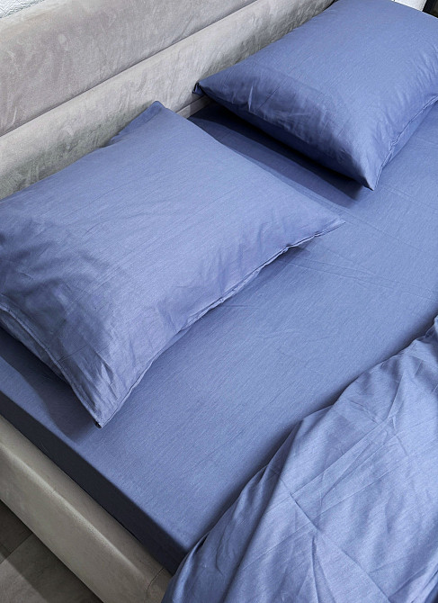 Ecotton Простирадло на резинці Ecotton 180х200 см із сатину (арт. 15-5205 Aqua Grey) синій Коломия - фото 6