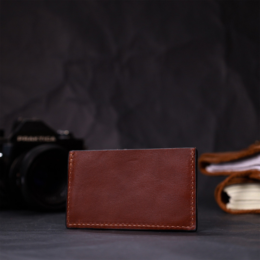 Практичний кард-кейс із натуральної шкіри GRANDE PELLE 11630 Світло-коричневий Київ - фото 7