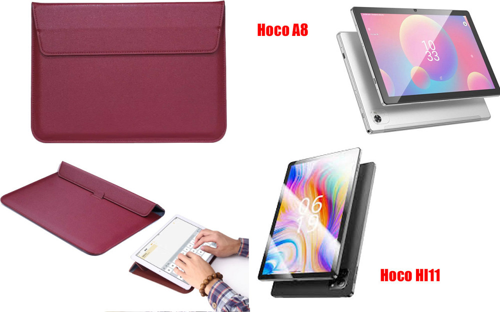 Чохол-конверт VitoCase для Hoco A8, Hoco Hi11, з функцією підставки для планшета Бордовий Київ - фото 1