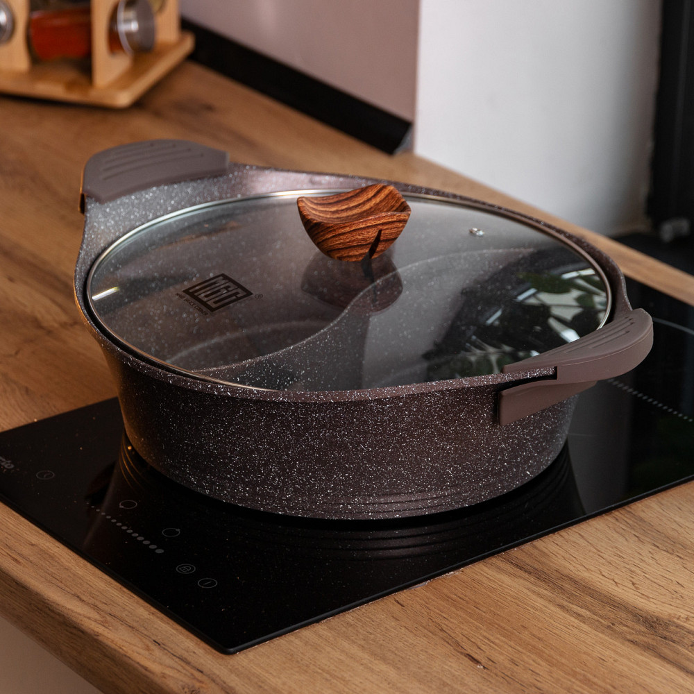 MGC Алюмінієва каструля Ø 30 см, мармурове антипригарне покриття, кавовий MGC HP-4-413CO Киев - изображение 6