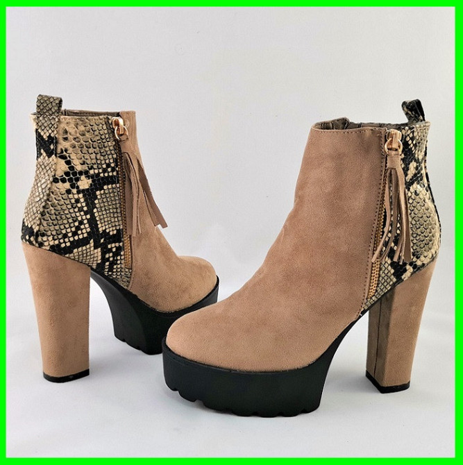 Жіночі Черевики Бежеві на Підборах і Платформі Замшеві Ботильйони Модельні (розміри: 38,39) - 24 Дніпро - фото 10