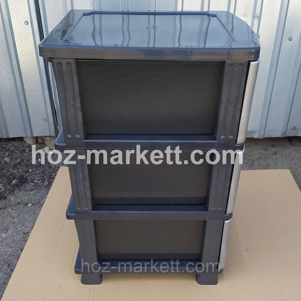 Комод пластиковий сірий на 3 ящики виробництво Україна Харків - фото 7