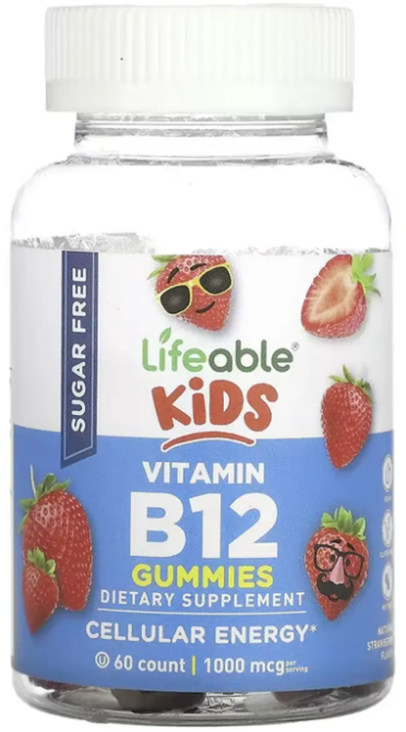 Витамин B12 Lifeable Vitamin B12 Kids Sugar Free 60 жев таб клюбника Киев - изображение 1