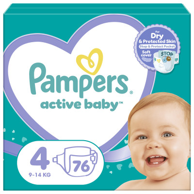 Подгузники Pampers Active Baby Maxi Размер 4 (9-14 кг) 76 шт (8001090949615) Винница - изображение 1