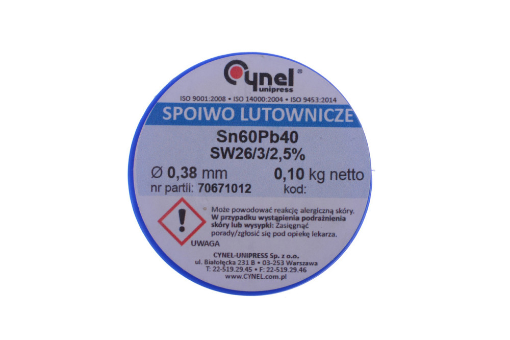 Припій Cynel Sn60Pb40-SW26 Q 0.38 мм (100 гр.) Полтава - фото 1