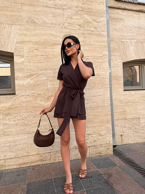 Жіноча романтична вечірня комбінезон-плаття софт Шоколад, 48/52 Одеса - фото 7