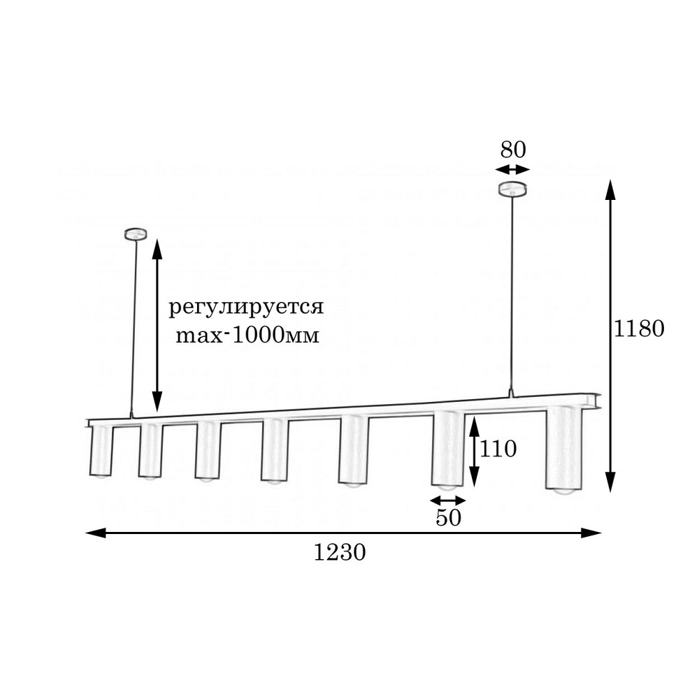 Светильник цилиндры на подвесе Е27-7 Tube NL 2450-7 BK Киев - изображение 5