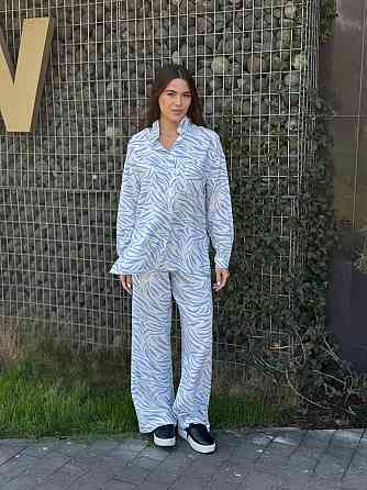 Костюм женский летний лен Голубой Животные принты XS-S Харьков