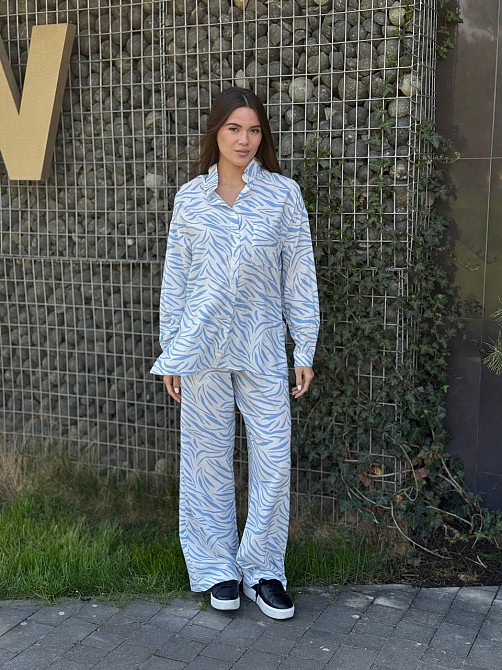 Костюм жіночий літній льон Блакитний Тваринні принти XS-S Харків - фото 5