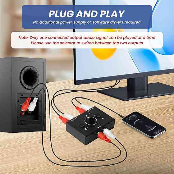 Двосторонній аудіо світч RCA Audio Switcher (без кабелів RCA) Луцьк