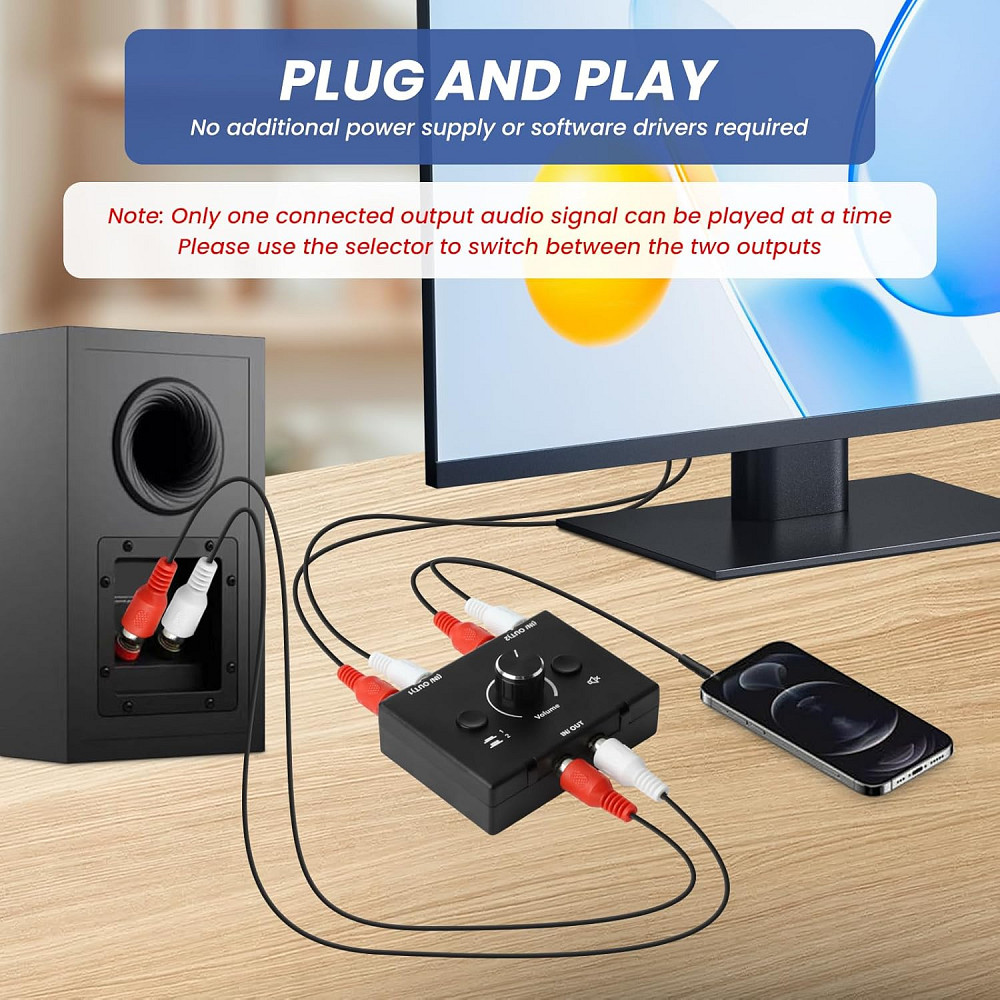 Двосторонній аудіо світч RCA Audio Switcher (без кабелів RCA) Луцьк - фото 3