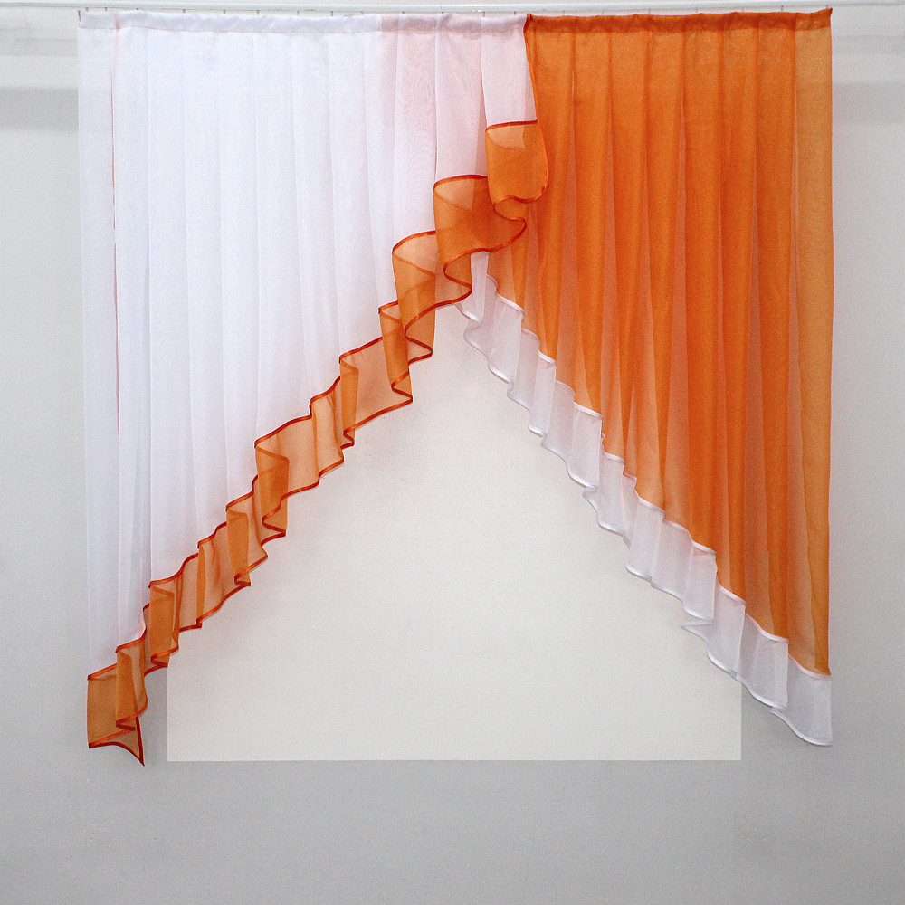 Кухонная занавеска VR-Textil № 023к белый с оранжевым 150х150 см (52-0406) Киев - изображение 1