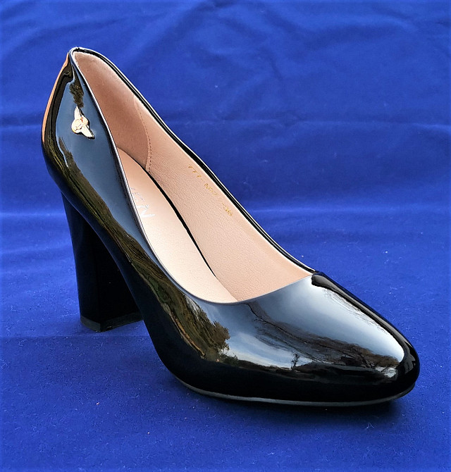 Женские Черные Туфли на Толстом Каблуке Лаковые Модельные (размеры: 37,38) - 071 Днепр - изображение 3