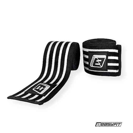 Бинт для присідань EasyFit фіксатор колінного суглоба (чорно-білий) Коломия