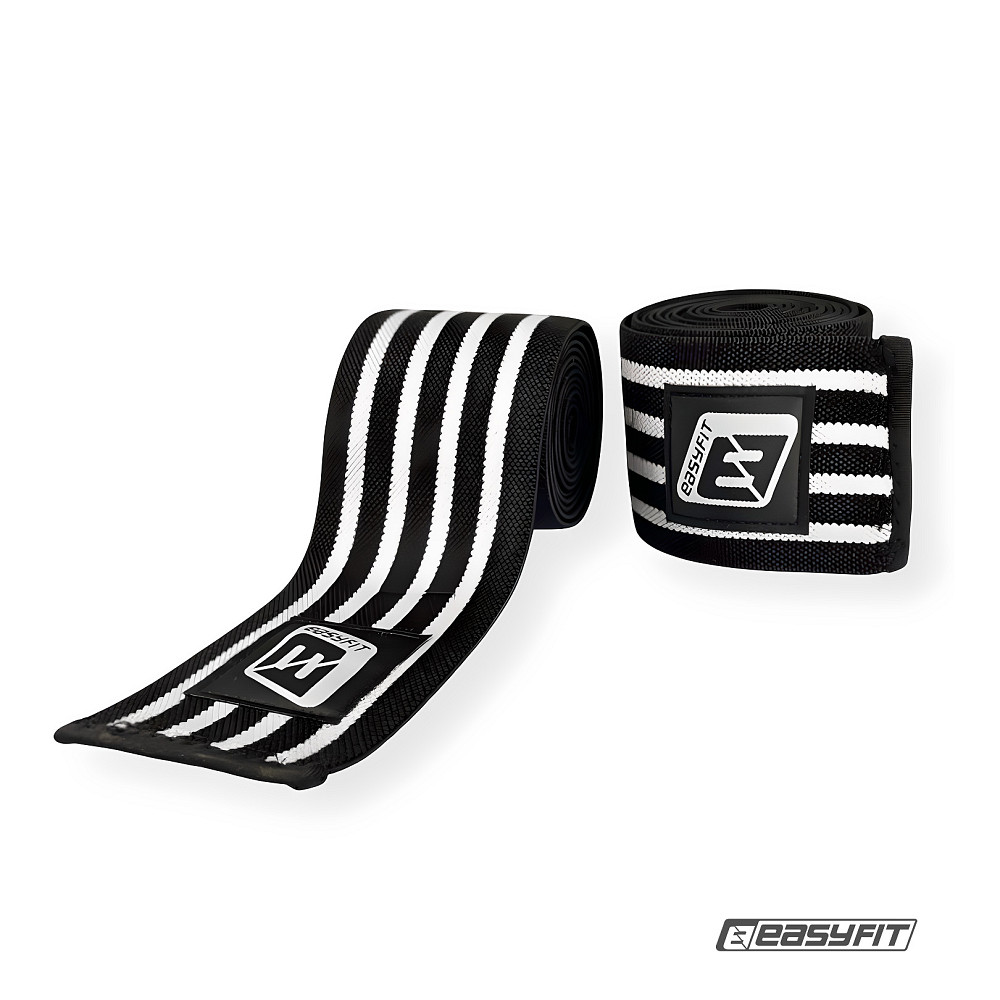 Бинт для присідань EasyFit фіксатор колінного суглоба (чорно-білий) Коломия - фото 1
