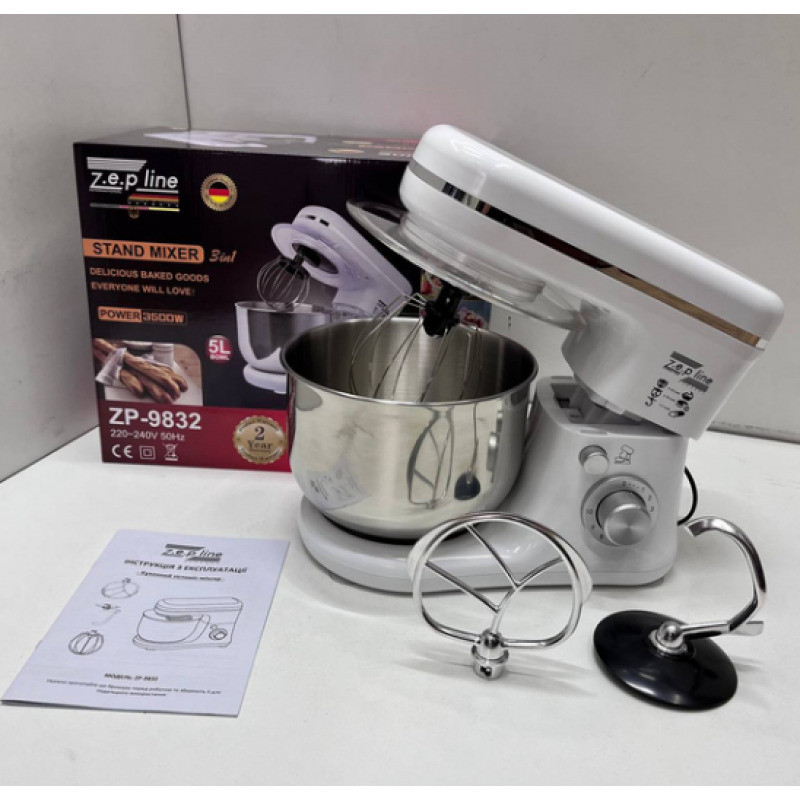 ZP-9832 Кухонний тістоміс міксер 3в1 на 3500Вт 5літрів Zepline Одеса - фото 4
