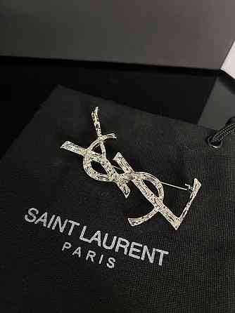 Брендовая брошь Cен Лоран / Saint Laurent, покрытие серебро 925 Одесса