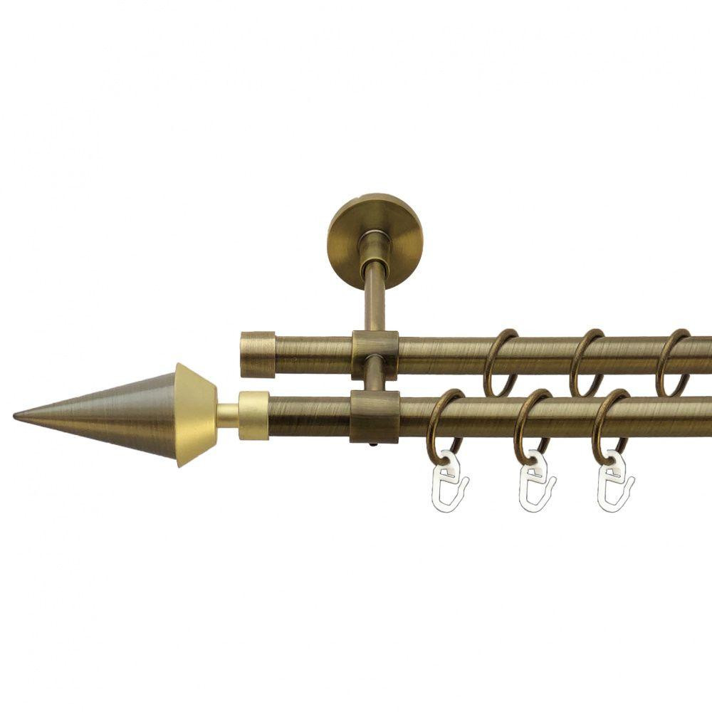 Карниз Orvit Спис металевий дворядний закритий гладка труба кільце металеве Антик 16\16 мм 240 см (7329481) Львів - фото 1