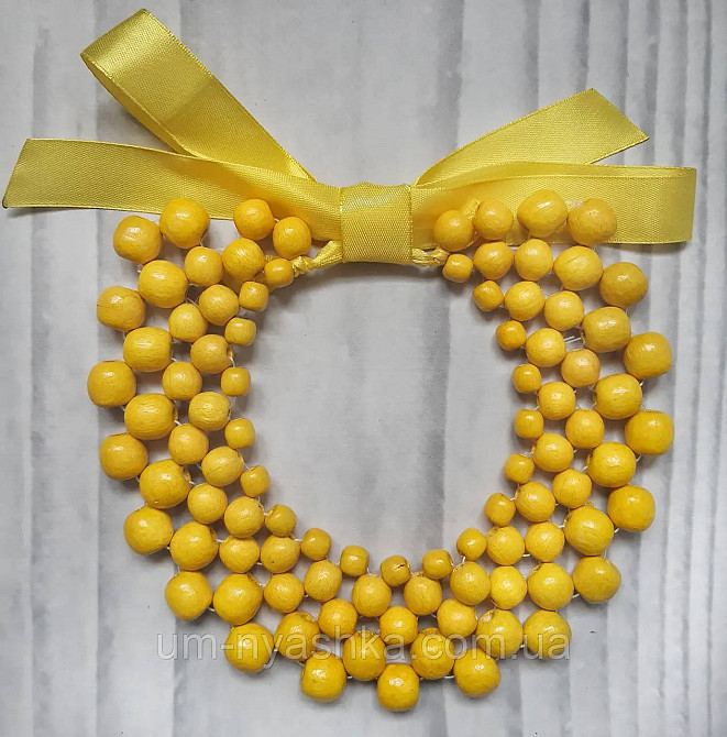 Бусы деревянные красные желто-голубое колье Кривой Рог - изображение 13