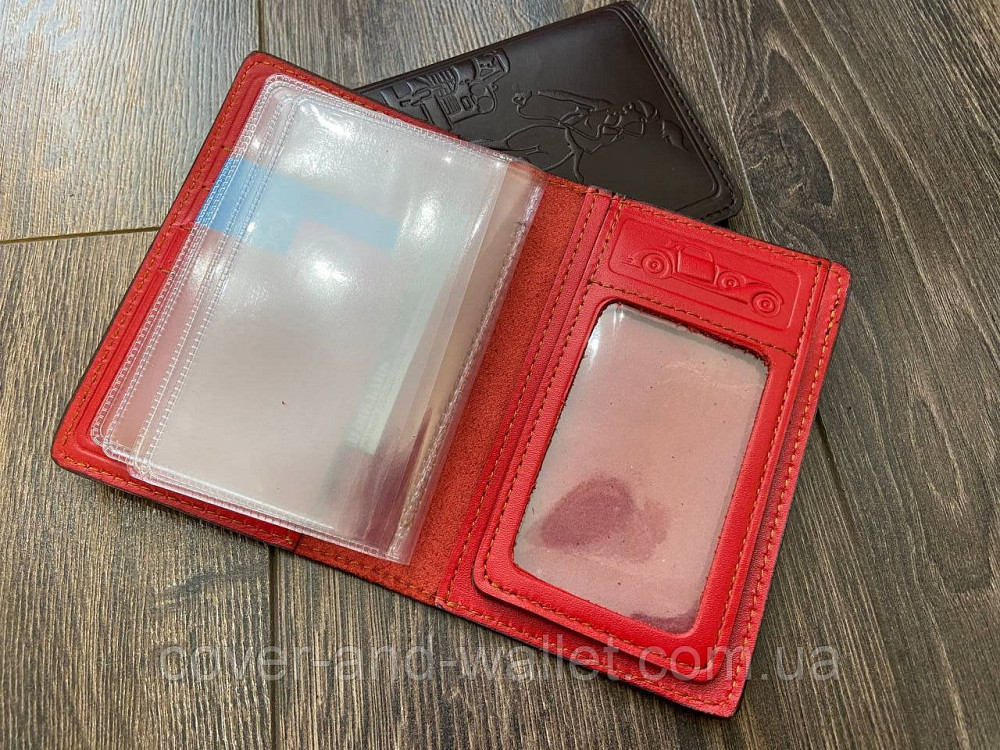 Жіноча червона обкладинка на авто документы ручної роботи Grande Pelle Київ - фото 4
