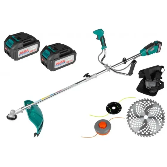 Триммер аккумуляторный с леской AL-FA ALCGTBH-21V,Ручный триммер для травы аккумуляторный 2 АКБ + 3 насадки 21V 4.0Ah Львов