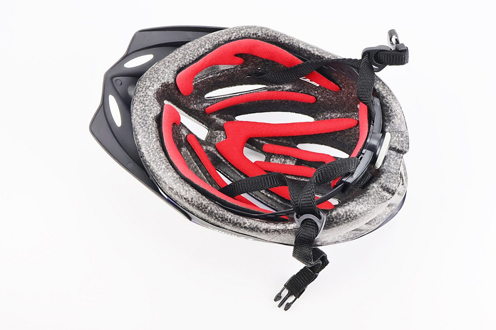 Шолом велосипедний L (54-62 см) знімний козирок, 16 вент. отворів, чорно-біло-синій Київ - фото 3