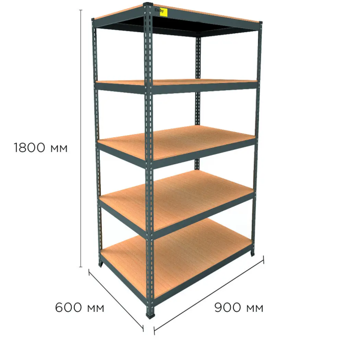 Металевий стелаж Emby Light Series (розмір 1800х900x600мм) 5 полиць ДСП до 100кг Чорний Вінниця - фото 3
