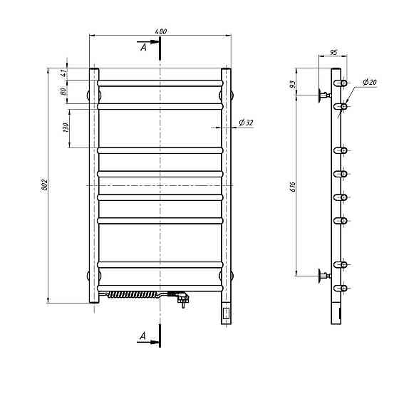Полотенцесушитель электрический Navin Камелия 480х800 Sensor левый с таймером 10-007133-4880 Киев