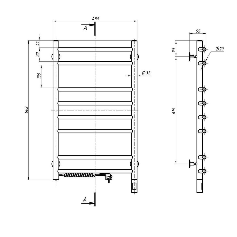 Полотенцесушитель электрический Navin Камелия 480х800 Sensor левый с таймером 10-007133-4880 Киев - изображение 6