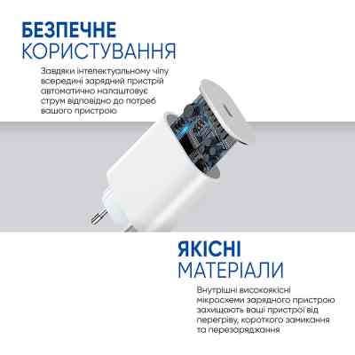 Зарядное устройство Armorstandart AMHJ83 20W USB-C White + cable USB-C to USB-C (ARM77725) Винница