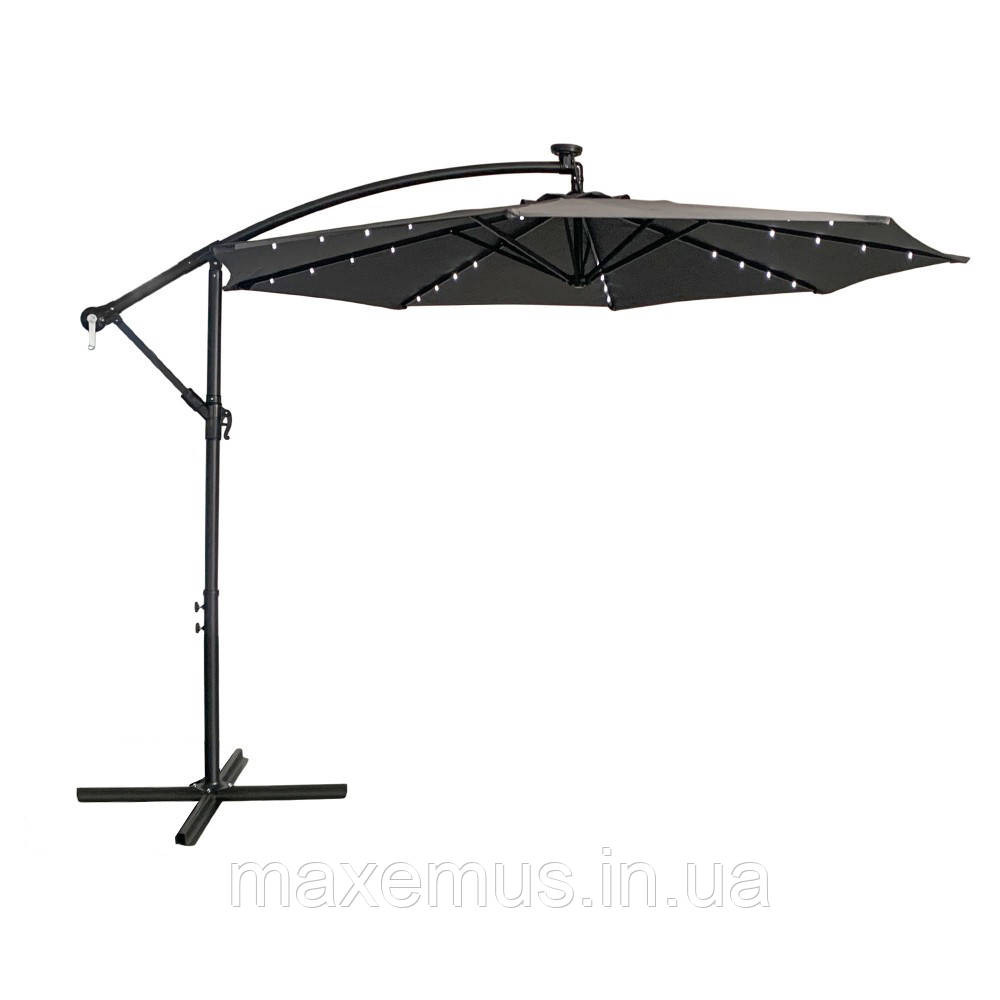 Садовая уличная зонта 3 м с LED подсветкой на солнечной батарее Bonro B-7012LP Серая + Чехол Мостиська - фото 13