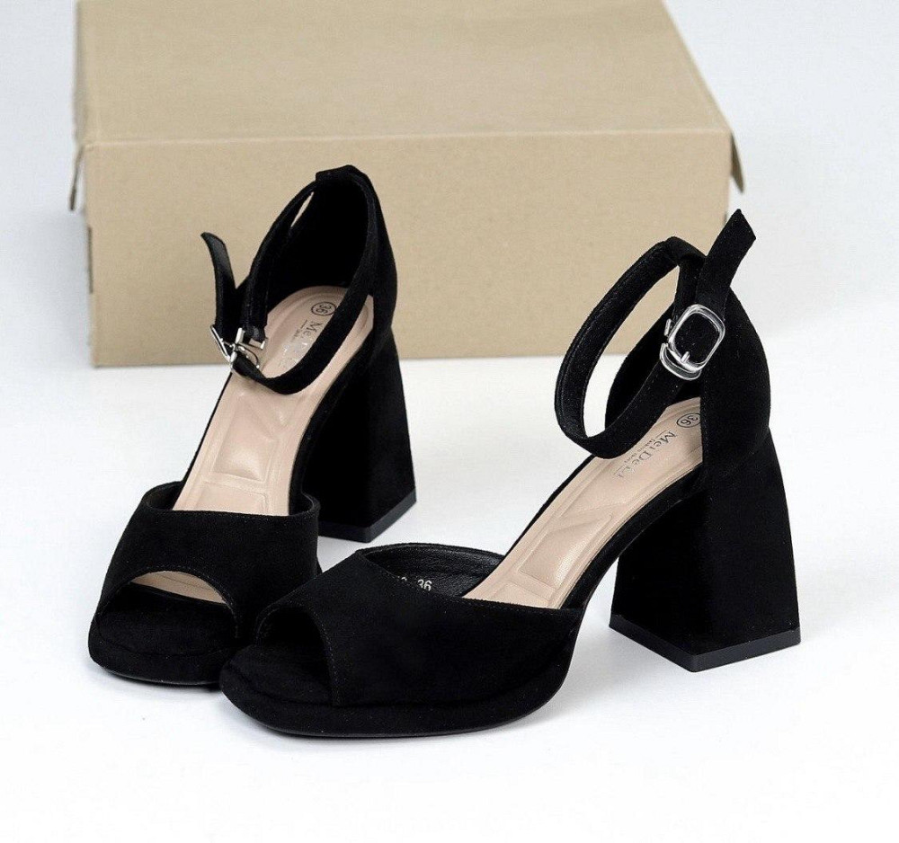 Meideli Чорні босоніжки жіночі літні на підборах молодіжні еко замша MEIDELI N693-10 р. 36-40 4 Коломыя - изображение 1