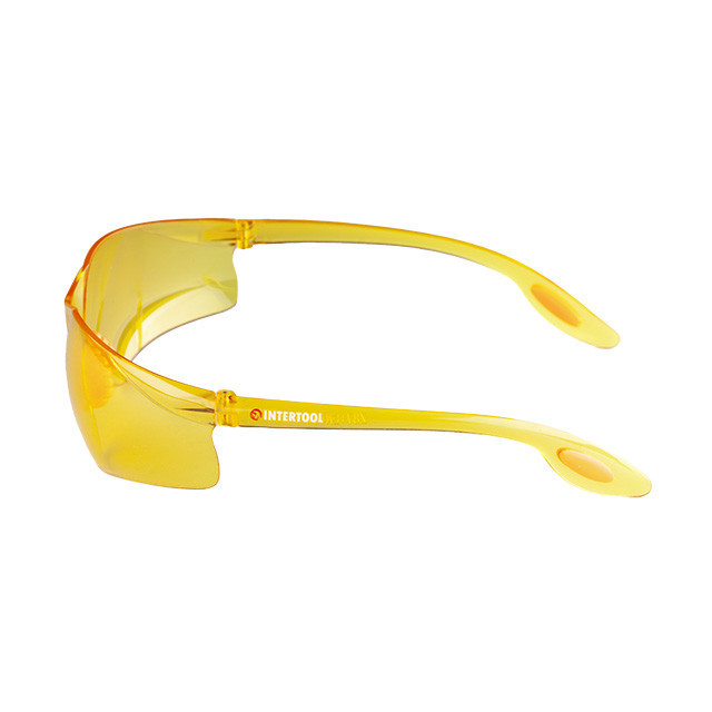 Окуляри захисні, жовті, лінзи полікарбонат, заушники полікарбонат, захист від удару INTERTOOL SP-0086 Київ - фото 4