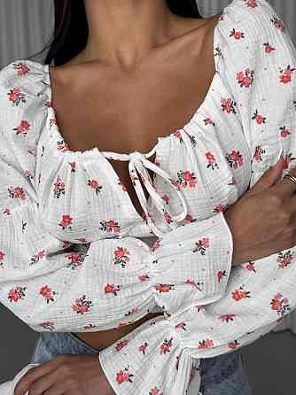 Жіночий літній романтичний топ муслін 100% бавовна Молочний 6 Одеса