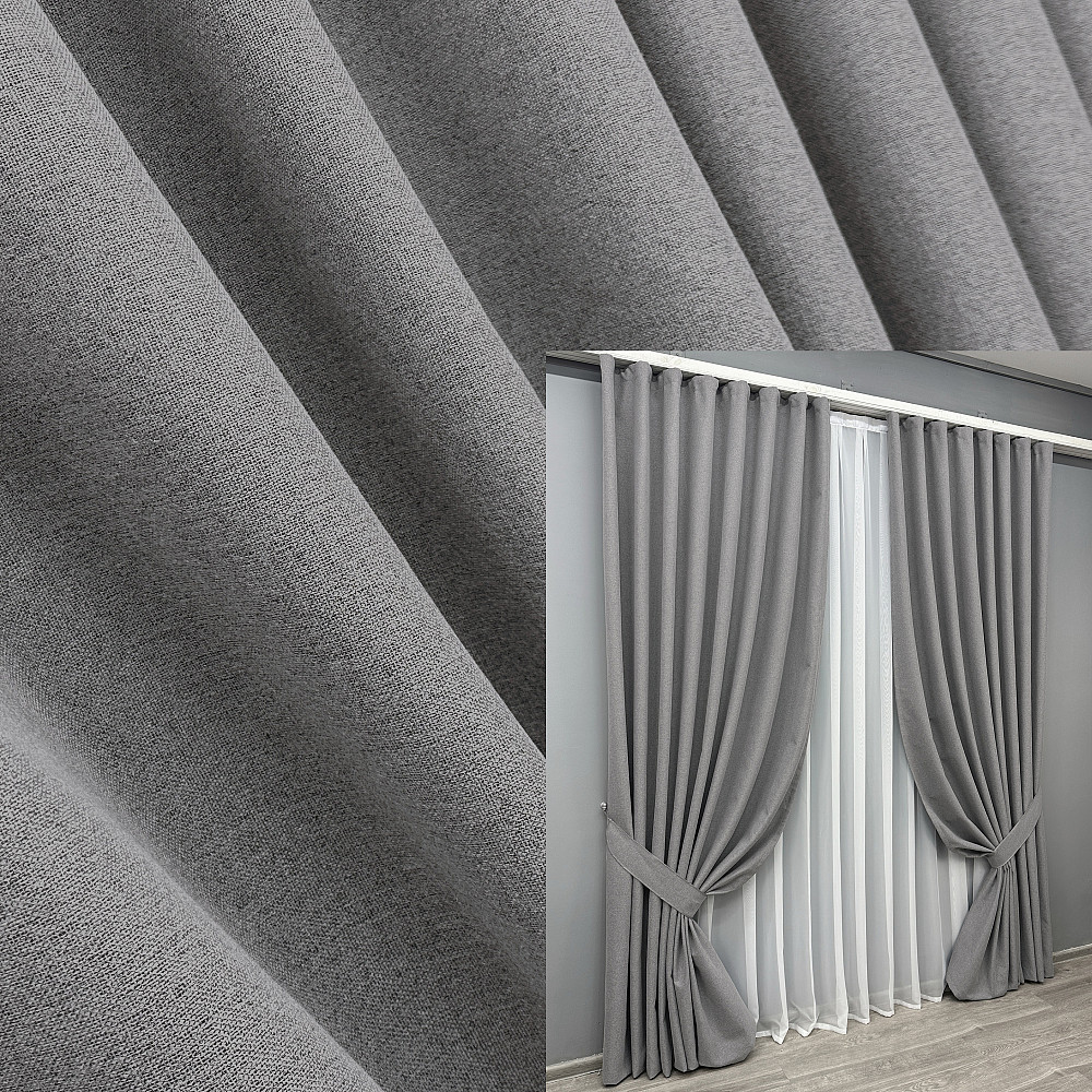Комплект готовых штор VR-Textil Блэкаут двусторонний ASHEN NIGHT № 1851ш Серый 200х270 см 2 шт (32-221) Киев - изображение 1