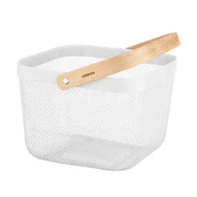 Фруктовница Ardesto Midori з ручкою 25х24.5х18см, метал, дерево, білий (AR0901W) Винница