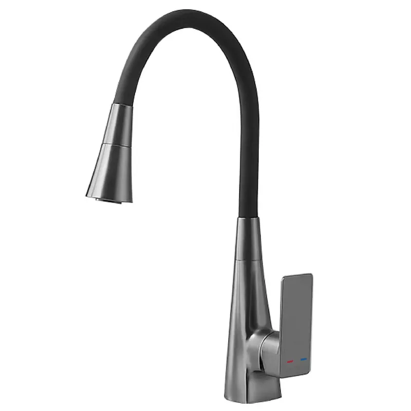 Смеситель для кухни Mixxus Etna 014-T (NUT) Graphite Refl.Black латунный (Цвет графит+силконовый излив черный) (MI8422) Черновцы - изображение 1